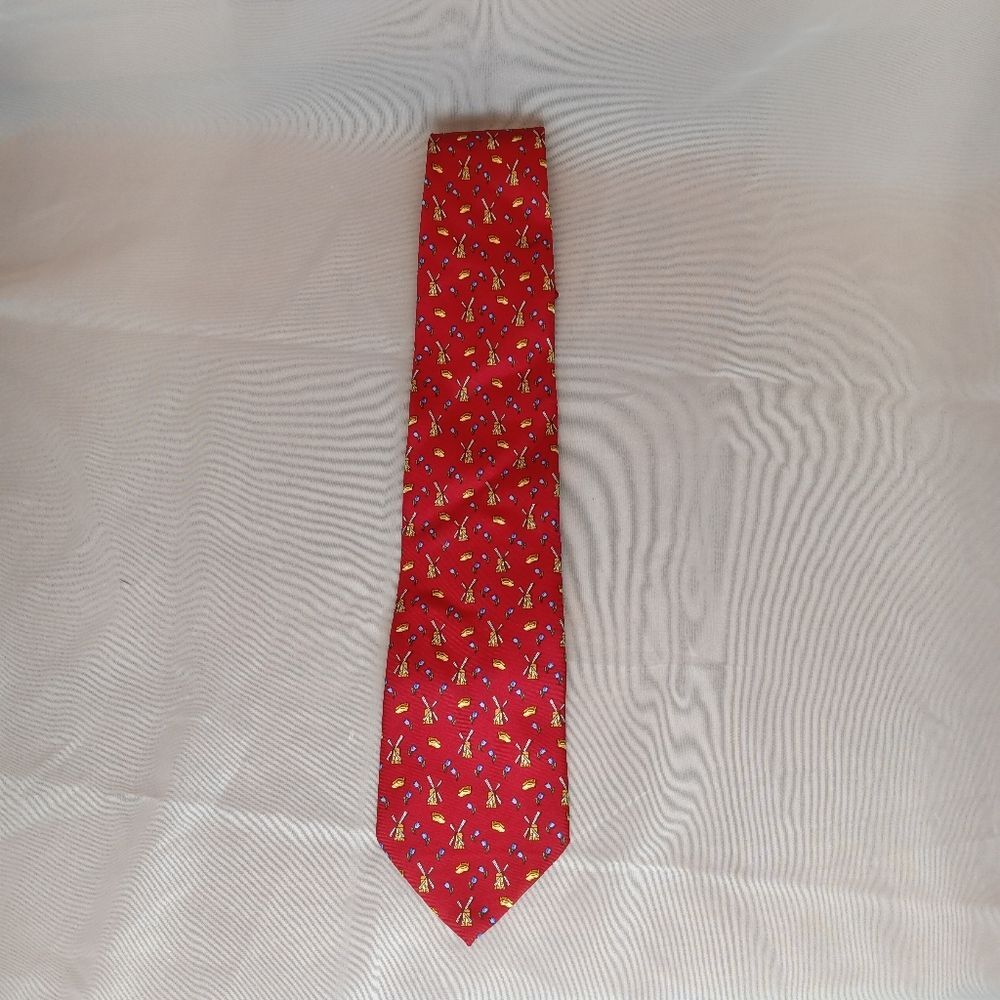 Beaufort Tie Rack Silk Neck Tie Mens Made In Italy Windmill Tulips Clogs